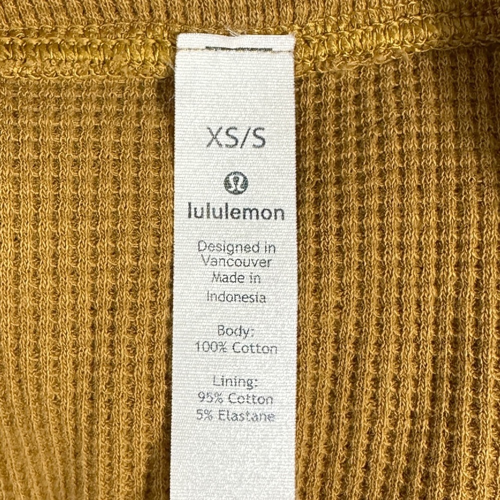 Lululemon Mellow Hoodie Waffle Knit Spiced Bronze Yellow 2020 Sweatshirt Small S - Picture 6 of 16